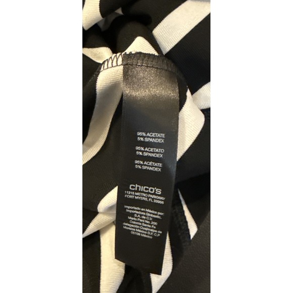Chicos Travelers 2 US Large Black White Striped Open Front Cardigan Slinky - Picture 4 of 8
